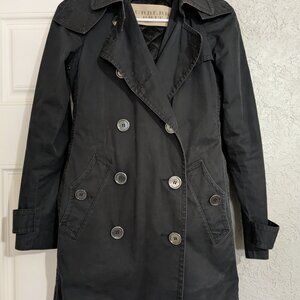 Burberry black trench coat with removable vest size 2
